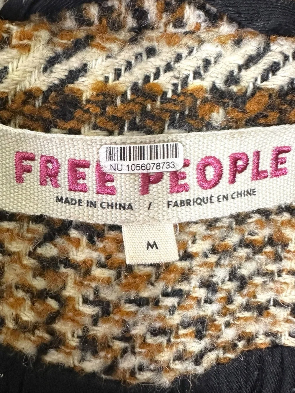 Free People Grunge Preppy Adore You Plaid Longline Wool Coat Brown Medium